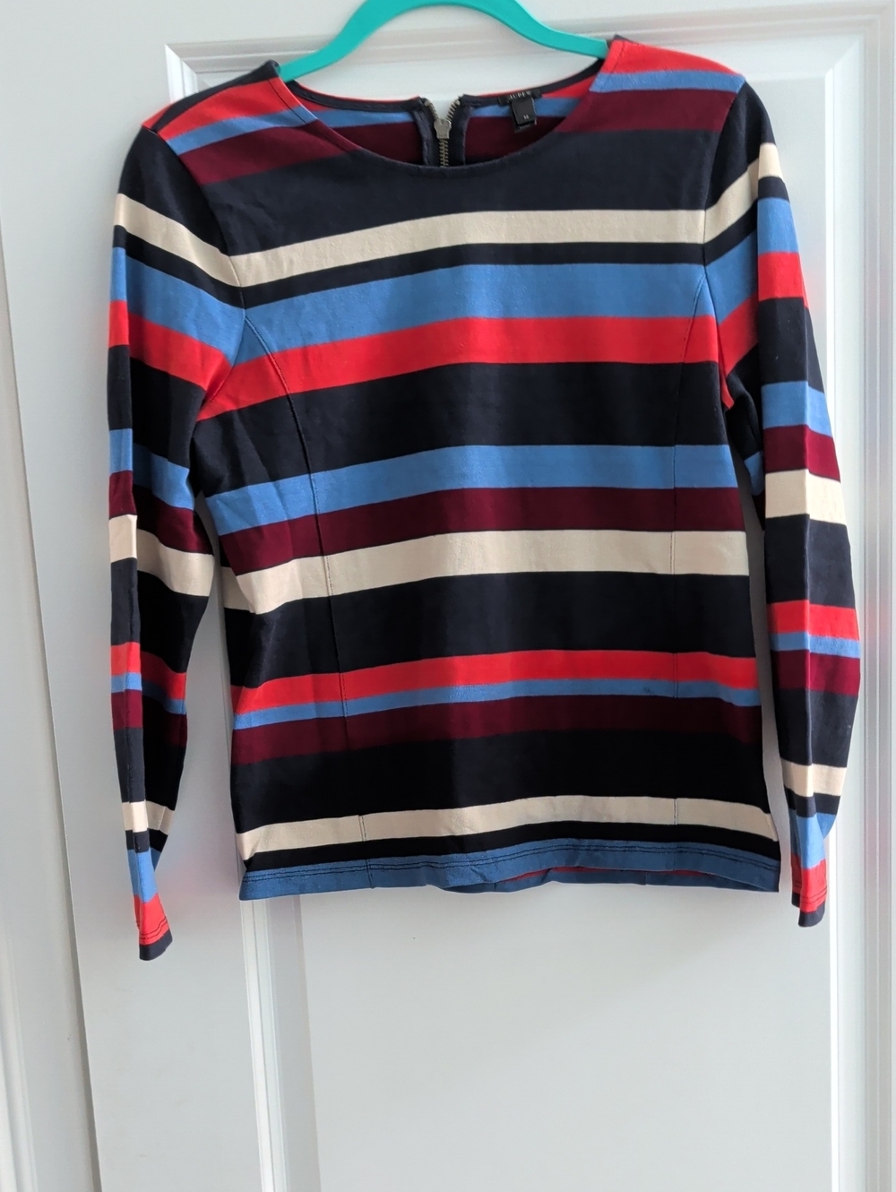 J. Crew Multicolor Striped Long Sleeve Top - Navy, Red, Blue, Cream